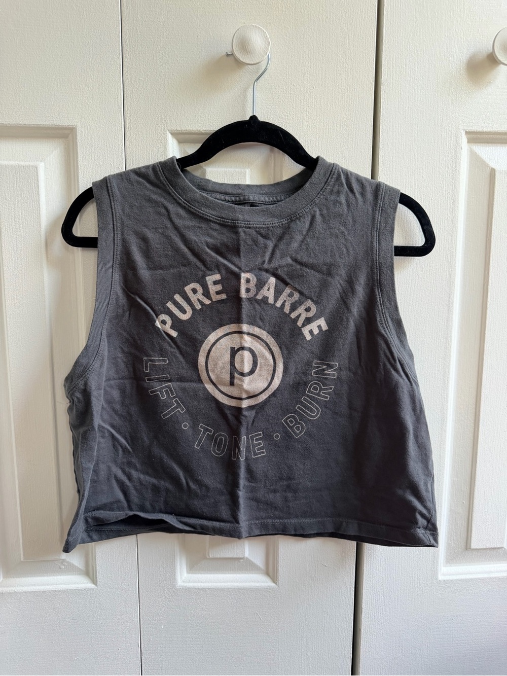 Spiritual Gangster Charcoal Graphic Crop Tank with Light Print